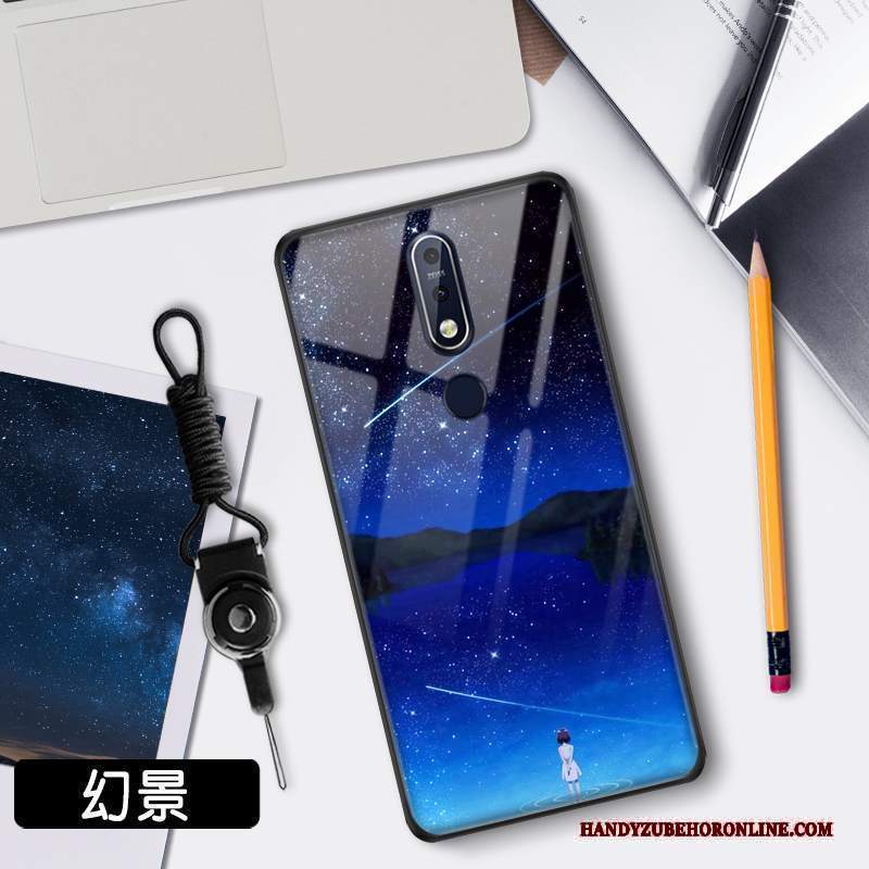 Custodia Nokia 7.1 Protezione Tendenza Specchio, Cover Nokia 7.1 Stellato Vetro