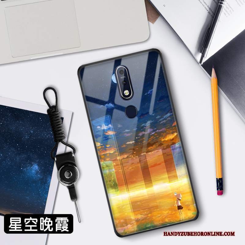 Custodia Nokia 7.1 Protezione Tendenza Specchio, Cover Nokia 7.1 Stellato Vetro