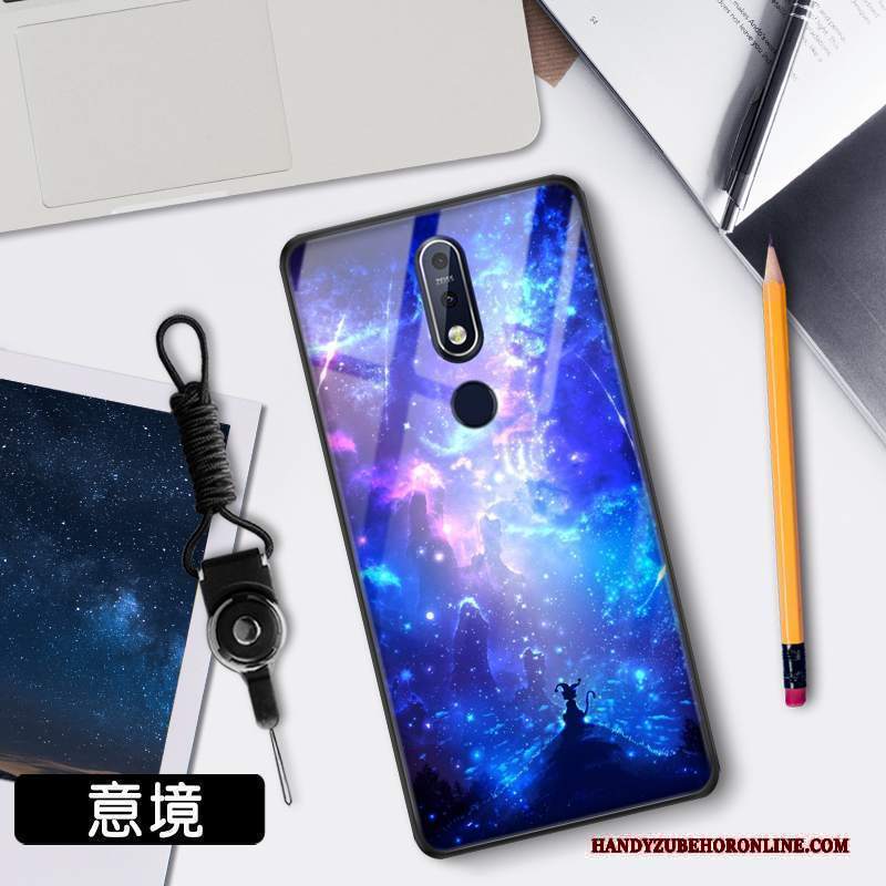 Custodia Nokia 7.1 Protezione Tendenza Specchio, Cover Nokia 7.1 Stellato Vetro