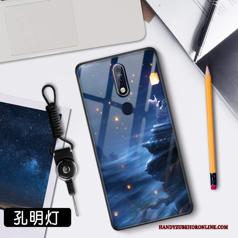 Custodia Nokia 7.1 Protezione Tendenza Specchio, Cover Nokia 7.1 Stellato Vetro