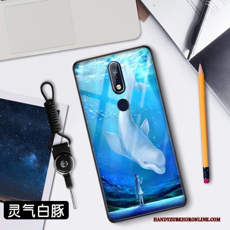 Custodia Nokia 7.1 Protezione Tendenza Specchio, Cover Nokia 7.1 Stellato Vetro
