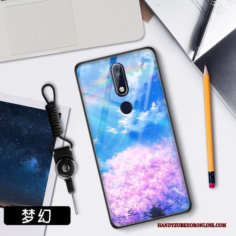 Custodia Nokia 7.1 Protezione Tendenza Specchio, Cover Nokia 7.1 Stellato Vetro