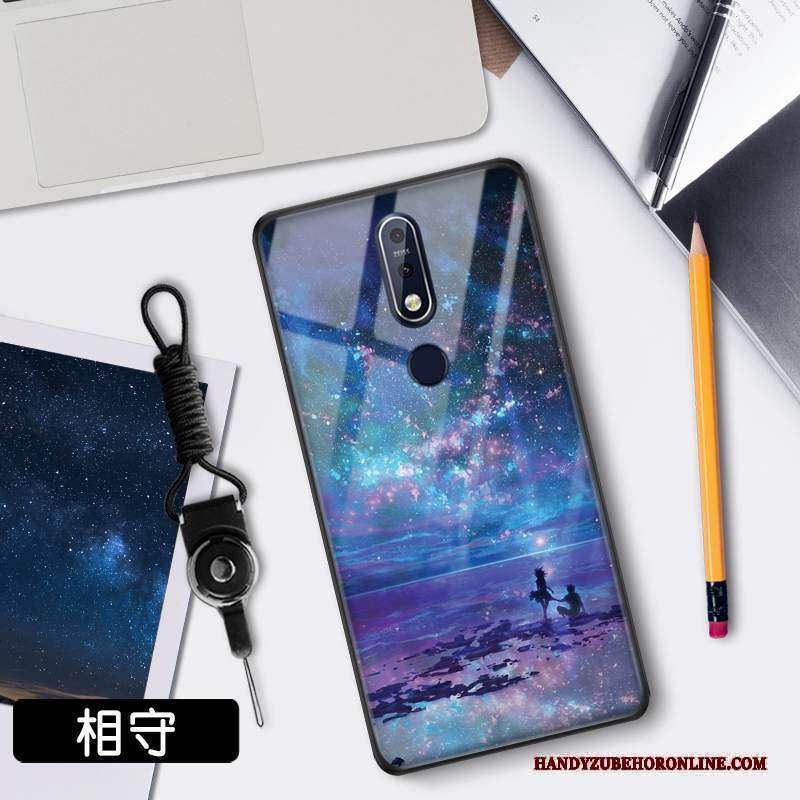 Custodia Nokia 7.1 Protezione Tendenza Specchio, Cover Nokia 7.1 Stellato Vetro