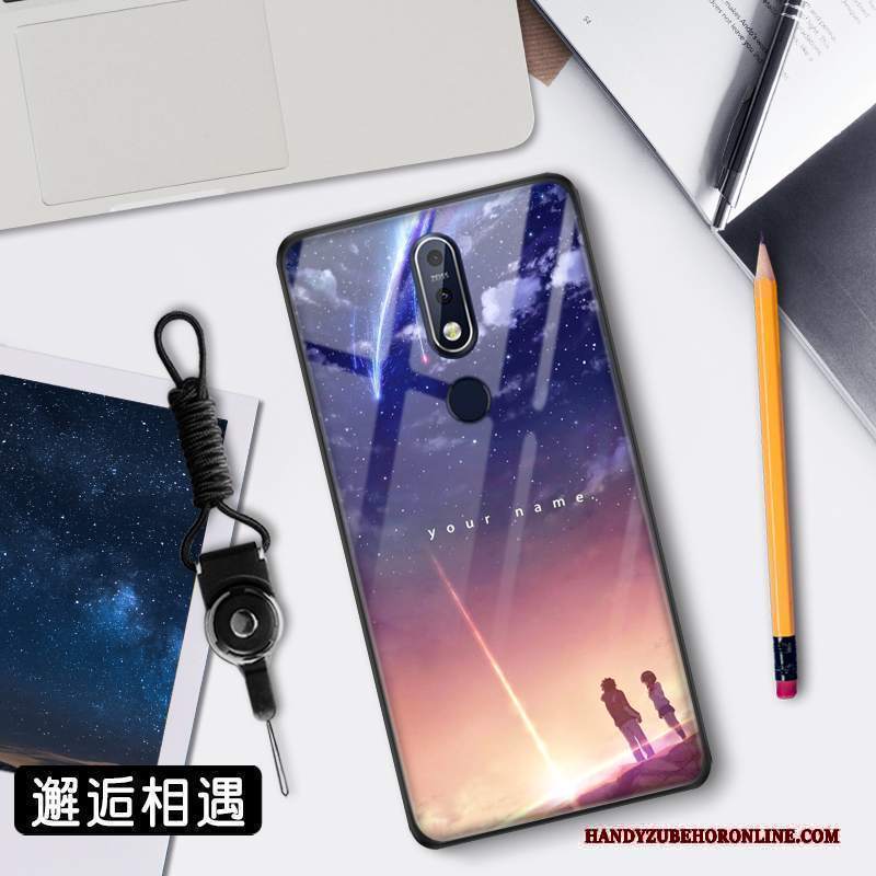 Custodia Nokia 7.1 Protezione Tendenza Specchio, Cover Nokia 7.1 Stellato Vetro