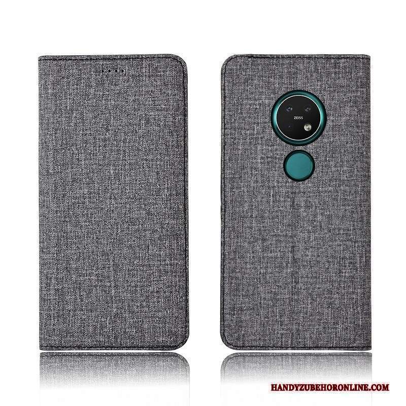 Custodia Nokia 7.2 Folio Cotone E Lino Alto, Cover Nokia 7.2 Pelle Telefono Semplici