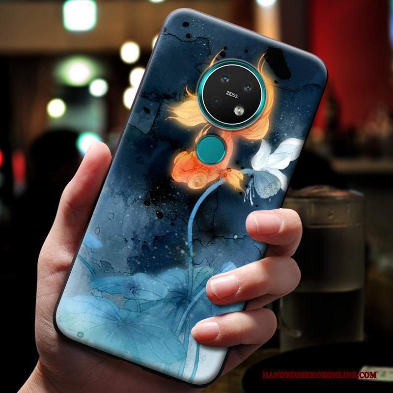Custodia Nokia 7.2 Goffratura Blu Morbido, Cover Nokia 7.2 Silicone Di Personalitàtelefono