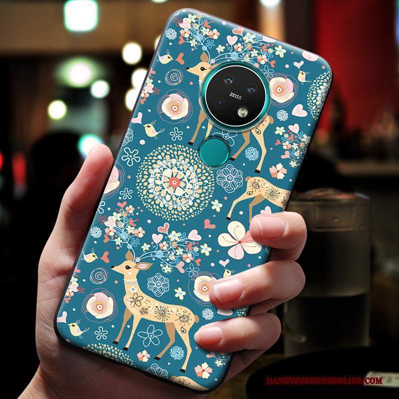 Custodia Nokia 7.2 Goffratura Blu Morbido, Cover Nokia 7.2 Silicone Di Personalitàtelefono