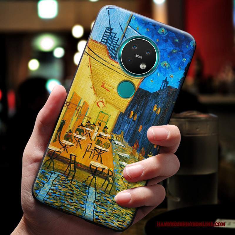 Custodia Nokia 7.2 Goffratura Blu Morbido, Cover Nokia 7.2 Silicone Di Personalitàtelefono