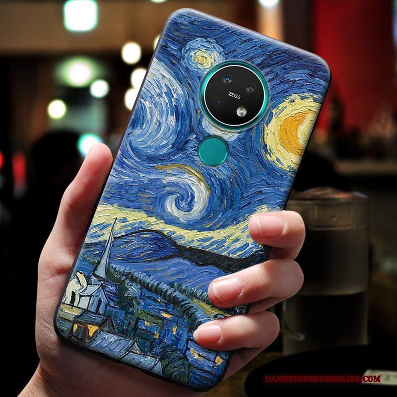 Custodia Nokia 7.2 Goffratura Blu Morbido, Cover Nokia 7.2 Silicone Di Personalitàtelefono