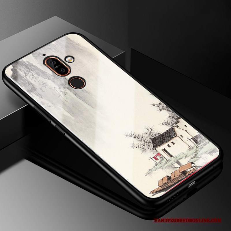 Custodia Nokia 7 Plus Cartone Animato Stile Cinesetelefono, Cover Nokia 7 Plus Protezione Anti-caduta Vetro