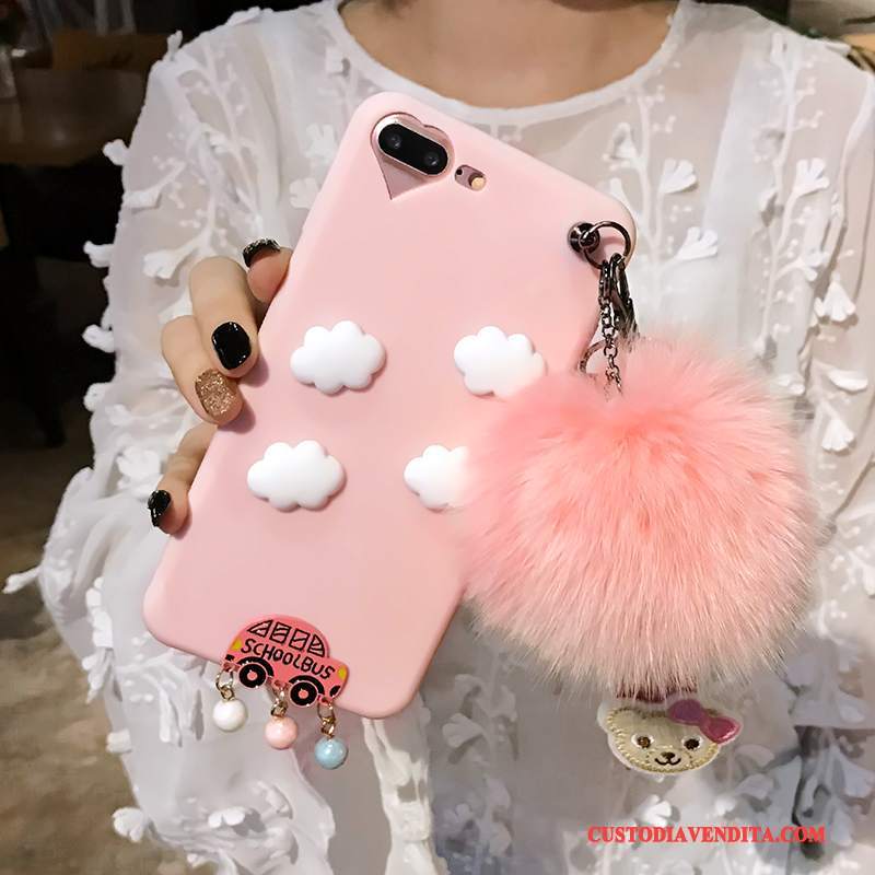 Custodia Nokia 7 Silicone Palla Di Pelo Marchio Di Tendenza, Cover Nokia 7 Tutto Incluso Nero