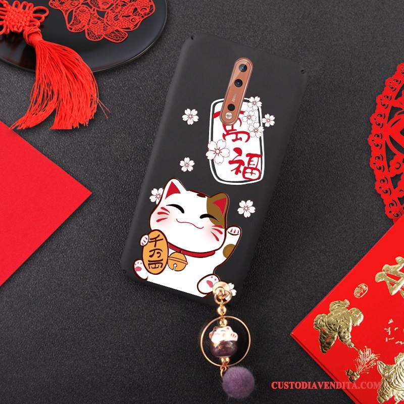 Custodia Nokia 8 Anti-caduta Ricchezza, Cover Nokia 8 Ornamenti Appesi Arancione