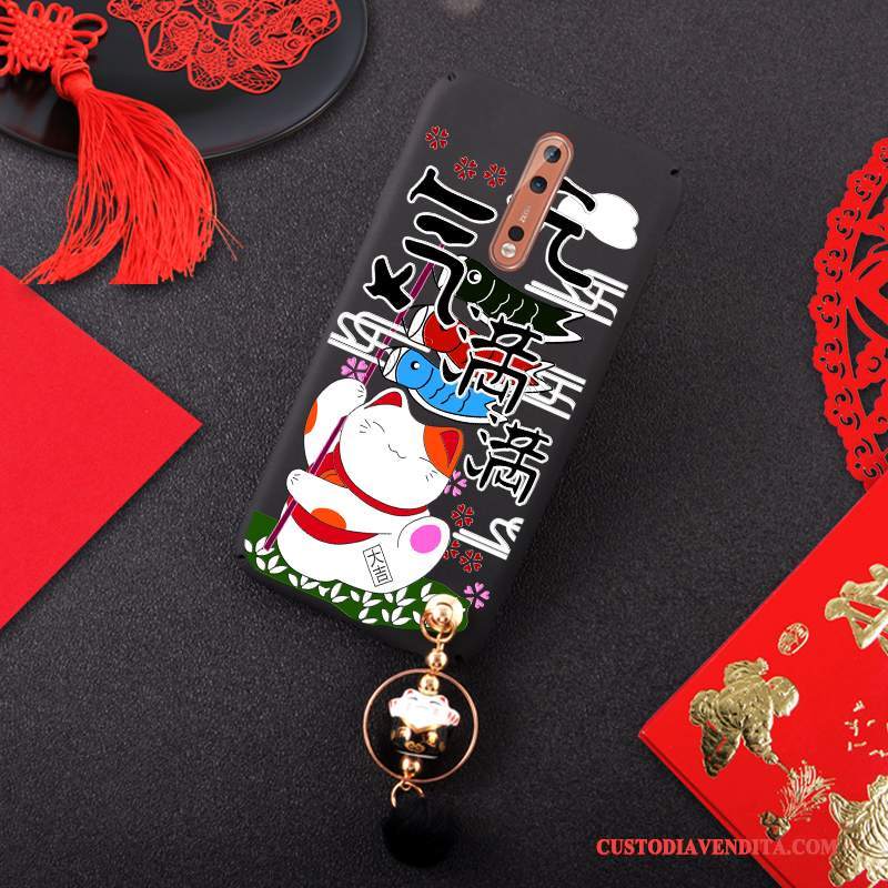 Custodia Nokia 8 Anti-caduta Ricchezza, Cover Nokia 8 Ornamenti Appesi Arancione