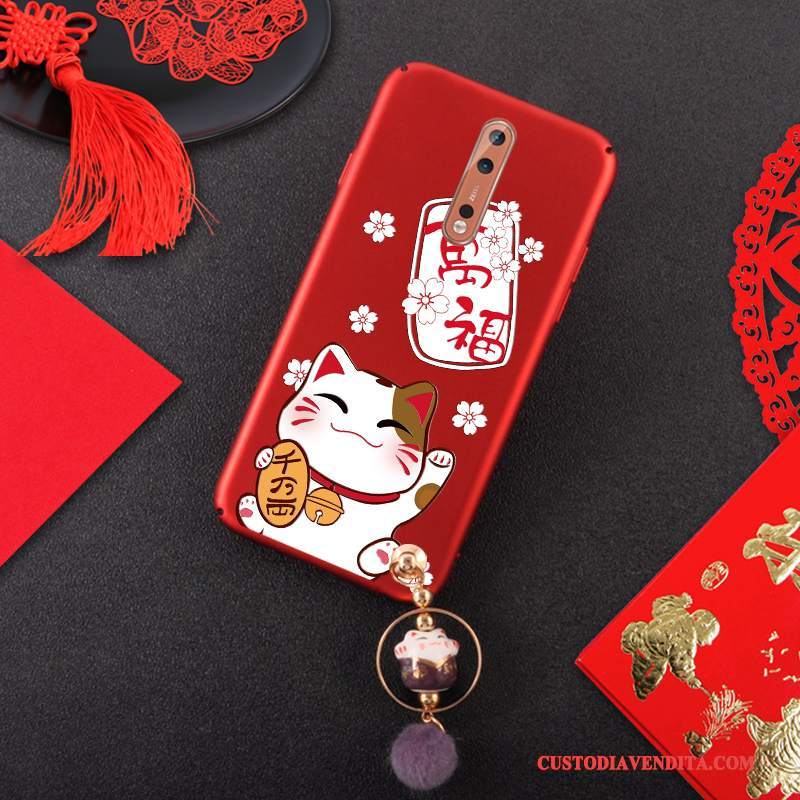 Custodia Nokia 8 Anti-caduta Ricchezza, Cover Nokia 8 Ornamenti Appesi Arancione