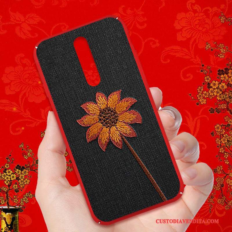 Custodia Nokia 8 Goffratura Nero Nuovo, Cover Nokia 8 Cartone Animato Anti-caduta Difficile