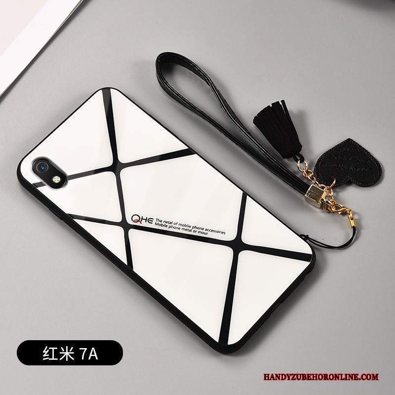 Custodia Redmi 7a Silicone Piccola A Quadri, Cover Redmi 7a Creativo Bianco Vetro