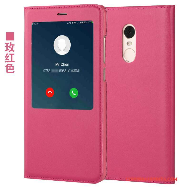 Custodia Redmi Note 4x Pelle Telefono Rosso, Cover Redmi Note 4x Folio Tutto Incluso Piccola