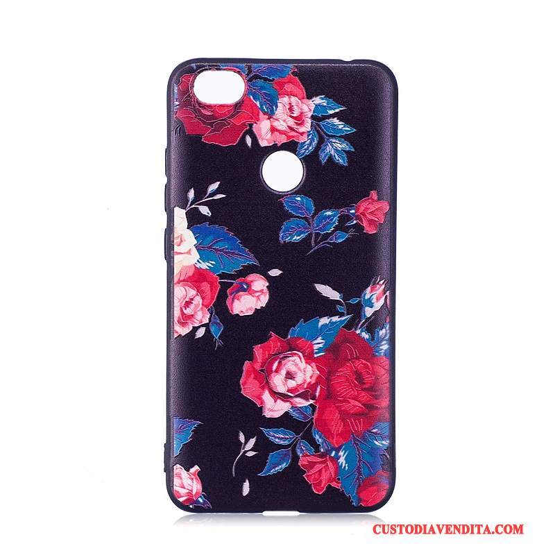 Custodia Redmi Note 5a Goffratura Tendenza Rosa, Cover Redmi Note 5a Colore Rosso Morbido
