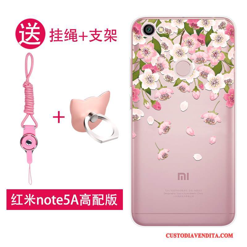 Custodia Redmi Note 5a Silicone Piccola Rosso, Cover Redmi Note 5a Protezione Rosa Bello