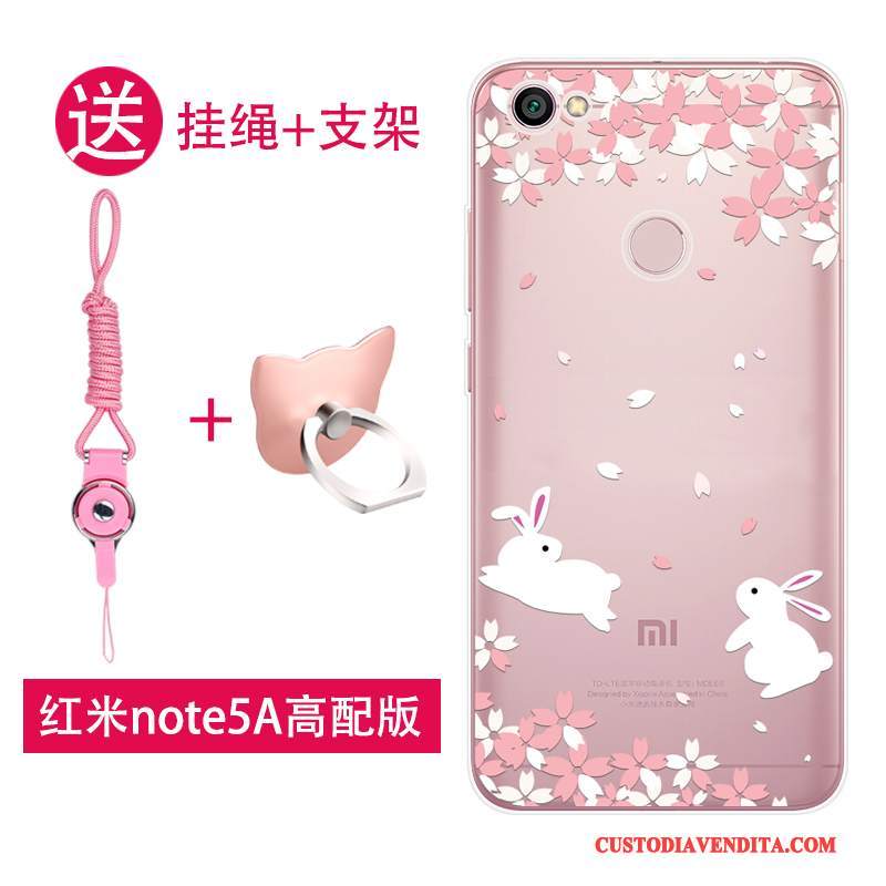 Custodia Redmi Note 5a Silicone Piccola Rosso, Cover Redmi Note 5a Protezione Rosa Bello