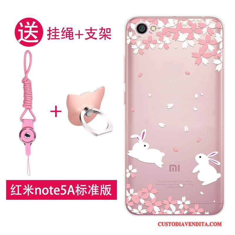Custodia Redmi Note 5a Silicone Piccola Rosso, Cover Redmi Note 5a Protezione Rosa Bello