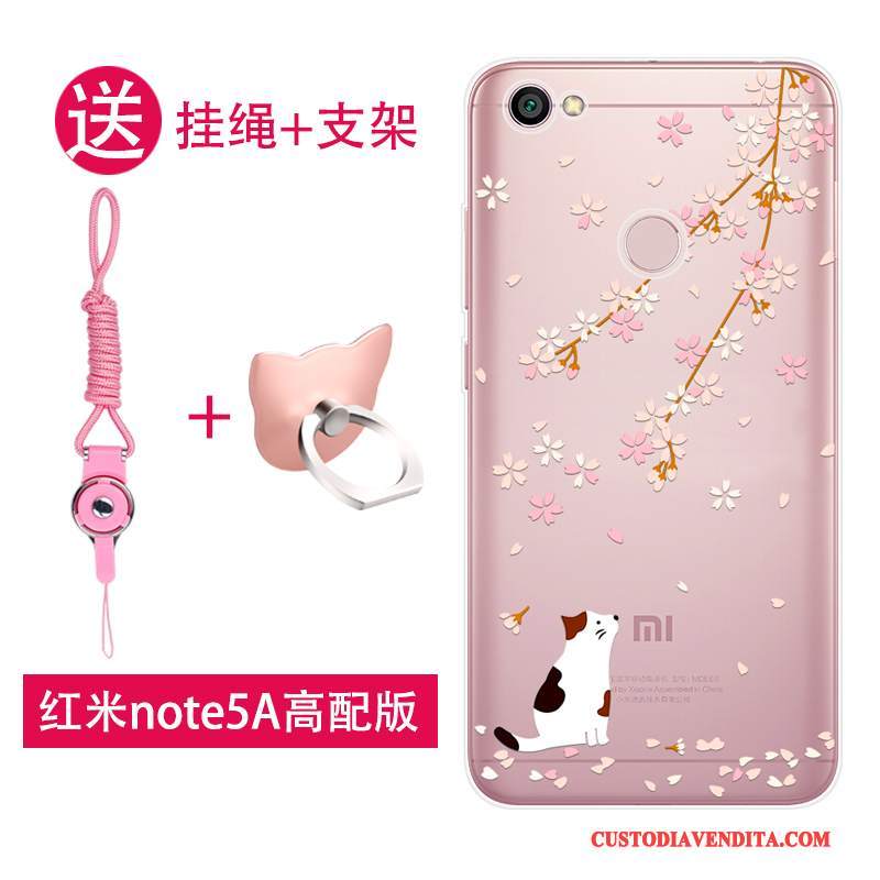 Custodia Redmi Note 5a Silicone Piccola Rosso, Cover Redmi Note 5a Protezione Rosa Bello