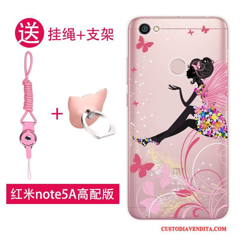 Custodia Redmi Note 5a Silicone Piccola Rosso, Cover Redmi Note 5a Protezione Rosa Bello