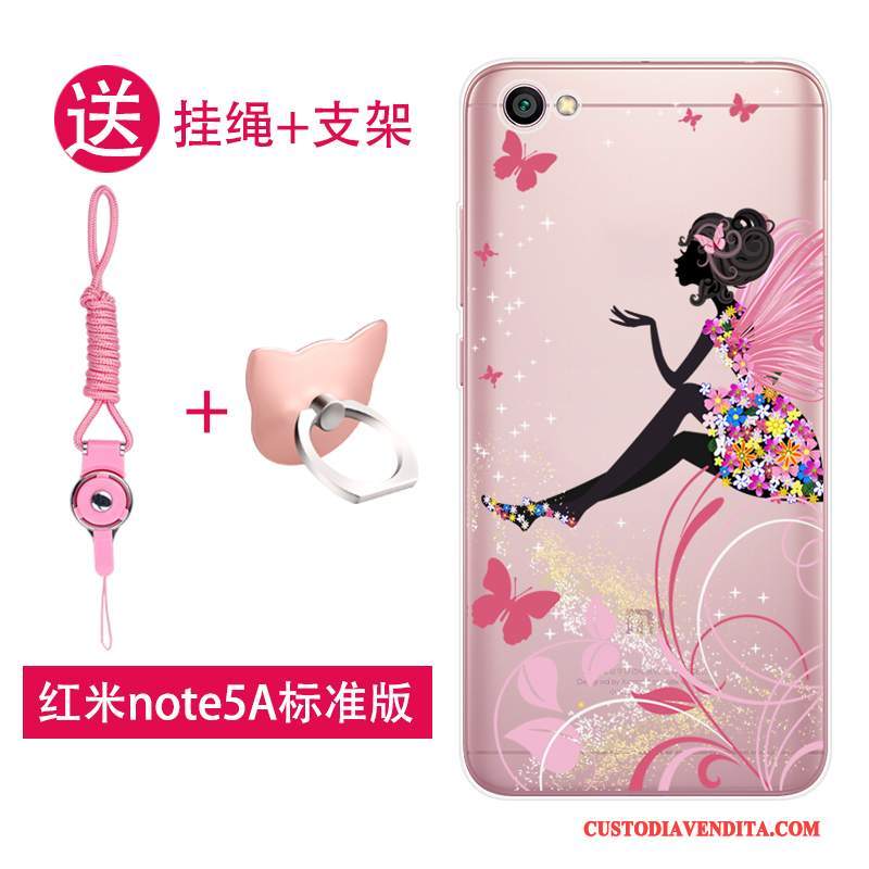 Custodia Redmi Note 5a Silicone Piccola Rosso, Cover Redmi Note 5a Protezione Rosa Bello