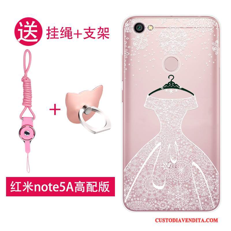 Custodia Redmi Note 5a Silicone Piccola Rosso, Cover Redmi Note 5a Protezione Rosa Bello