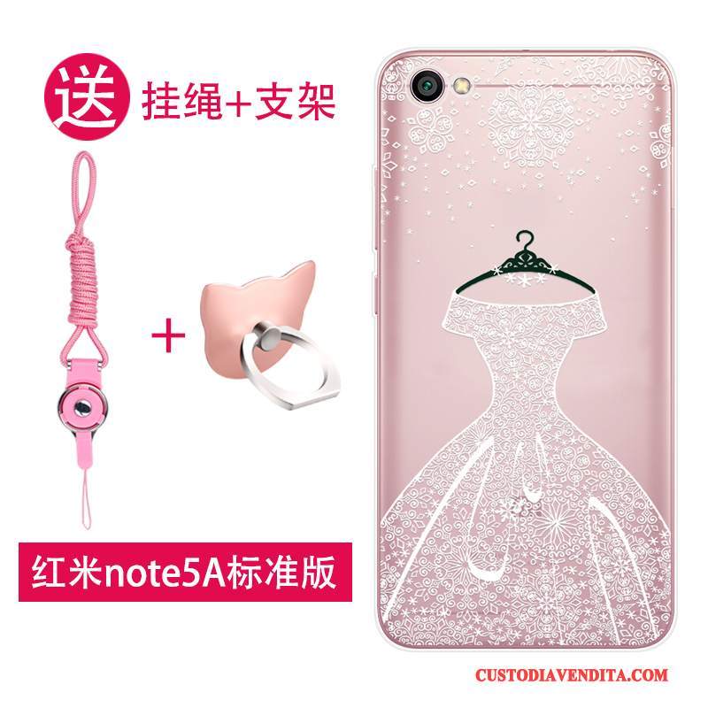 Custodia Redmi Note 5a Silicone Piccola Rosso, Cover Redmi Note 5a Protezione Rosa Bello