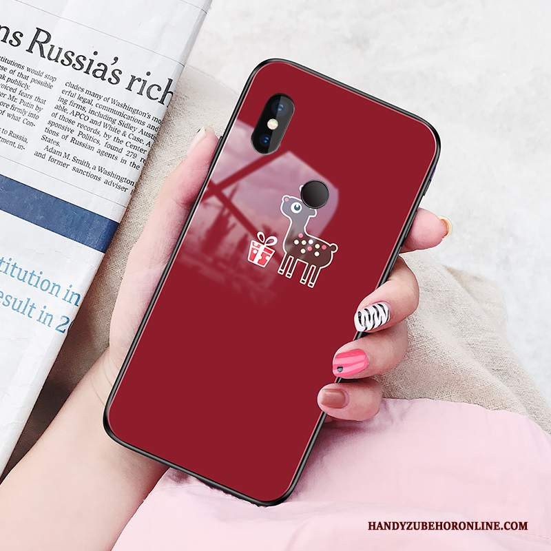 Custodia Redmi Note 6 Pro Protezione Rosso Tendenza, Cover Redmi Note 6 Pro Telefono Vetro