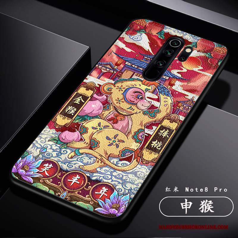 Custodia Redmi Note 8 Pro Pelle Tutto Incluso Di Personalità, Cover Redmi Note 8 Pro Moda Telefono Rosso