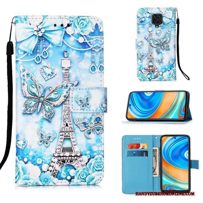 Custodia Redmi Note 9 Pro Pelle Blu Rosso, Cover Redmi Note 9 Pro Folio Morbidotelefono