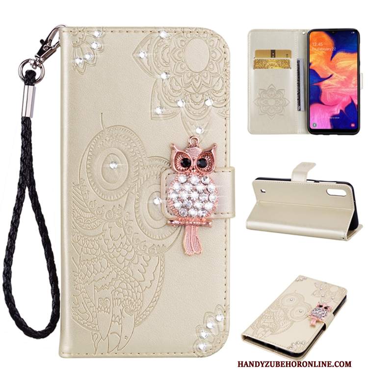 Custodia Samsung Galaxy A10 Portafoglio Oro Morbido, Cover Samsung Galaxy A10 Pelle Telefono