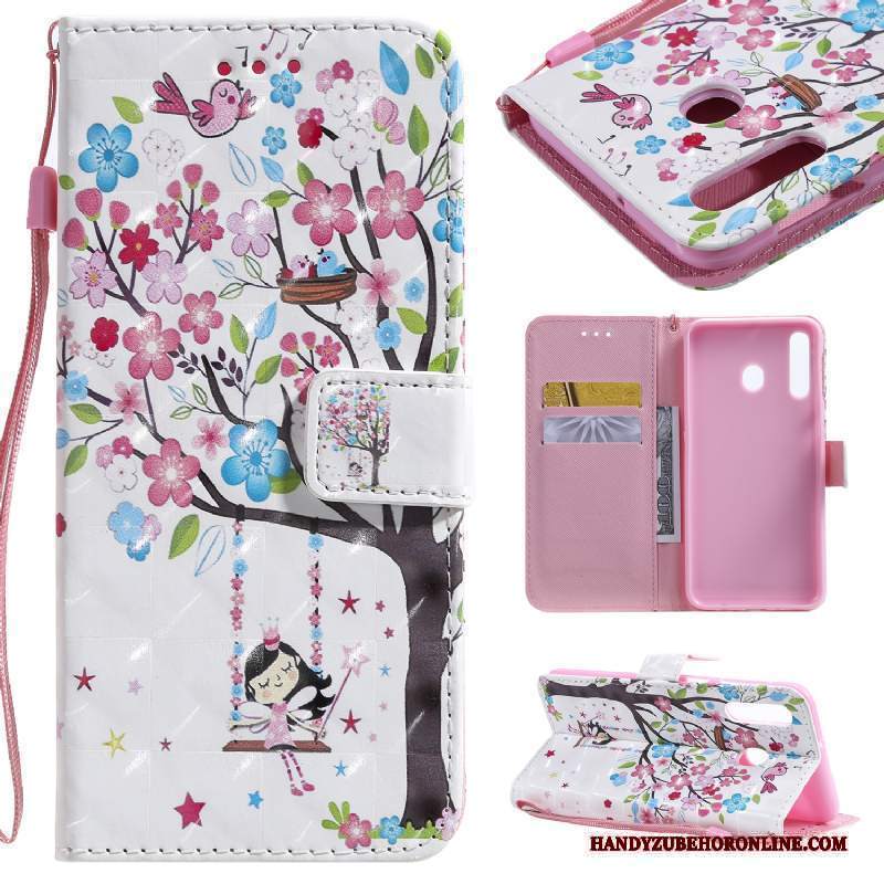 Custodia Samsung Galaxy A20s Folio Telefono Bianco, Cover Samsung Galaxy A20s Pelle Carta