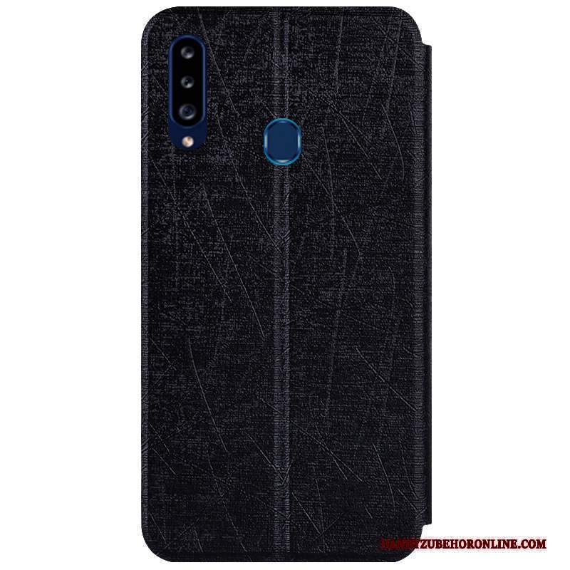 Custodia Samsung Galaxy A20s Pelle Argento Anti-caduta, Cover Samsung Galaxy A20s Folio Telefono