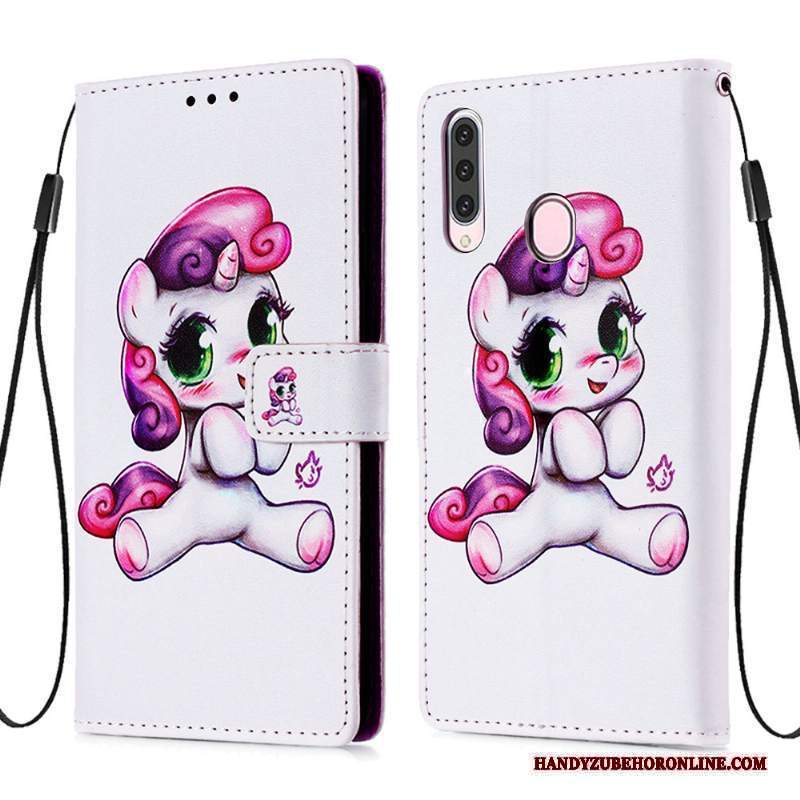 Custodia Samsung Galaxy A20s Pelle Carta Morbido, Cover Samsung Galaxy A20s Folio Blu Di Personalità