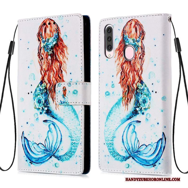 Custodia Samsung Galaxy A20s Pelle Carta Morbido, Cover Samsung Galaxy A20s Folio Blu Di Personalità