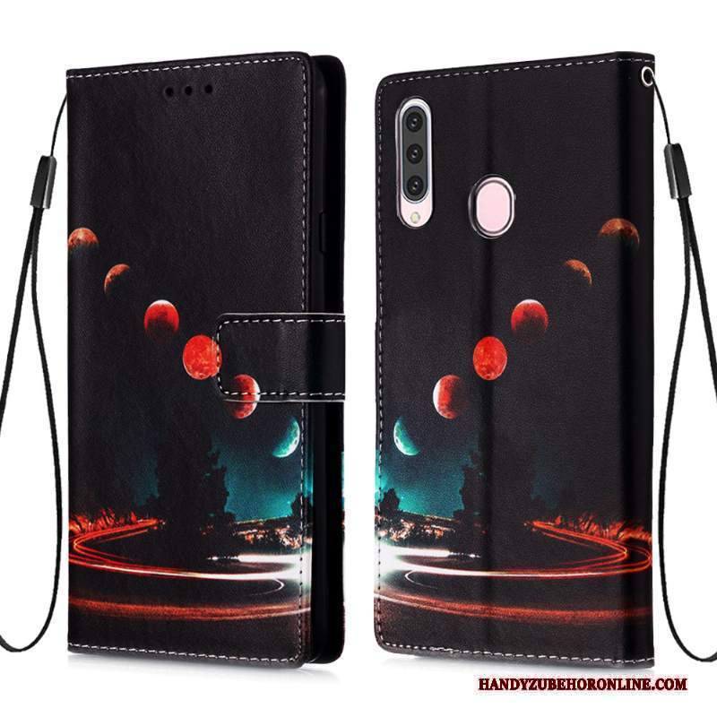 Custodia Samsung Galaxy A20s Pelle Carta Morbido, Cover Samsung Galaxy A20s Folio Blu Di Personalità