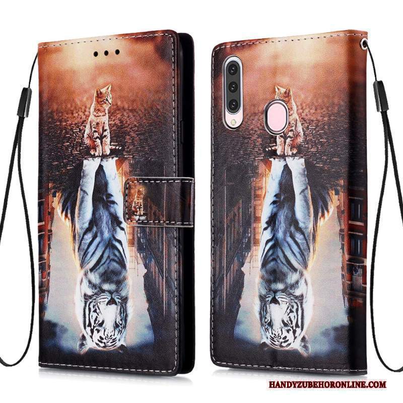 Custodia Samsung Galaxy A20s Pelle Carta Morbido, Cover Samsung Galaxy A20s Folio Blu Di Personalità