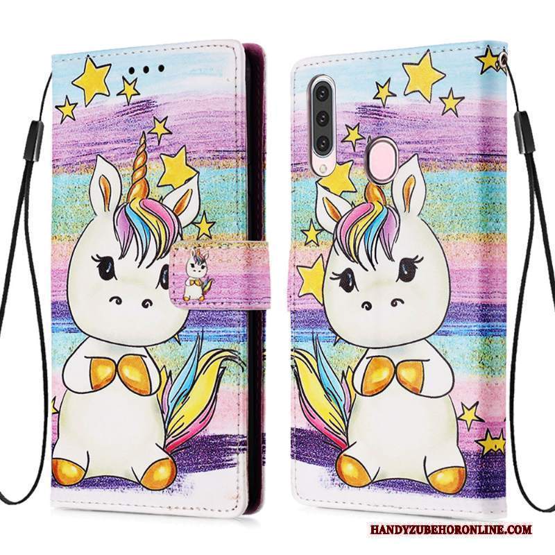 Custodia Samsung Galaxy A20s Pelle Carta Morbido, Cover Samsung Galaxy A20s Folio Blu Di Personalità