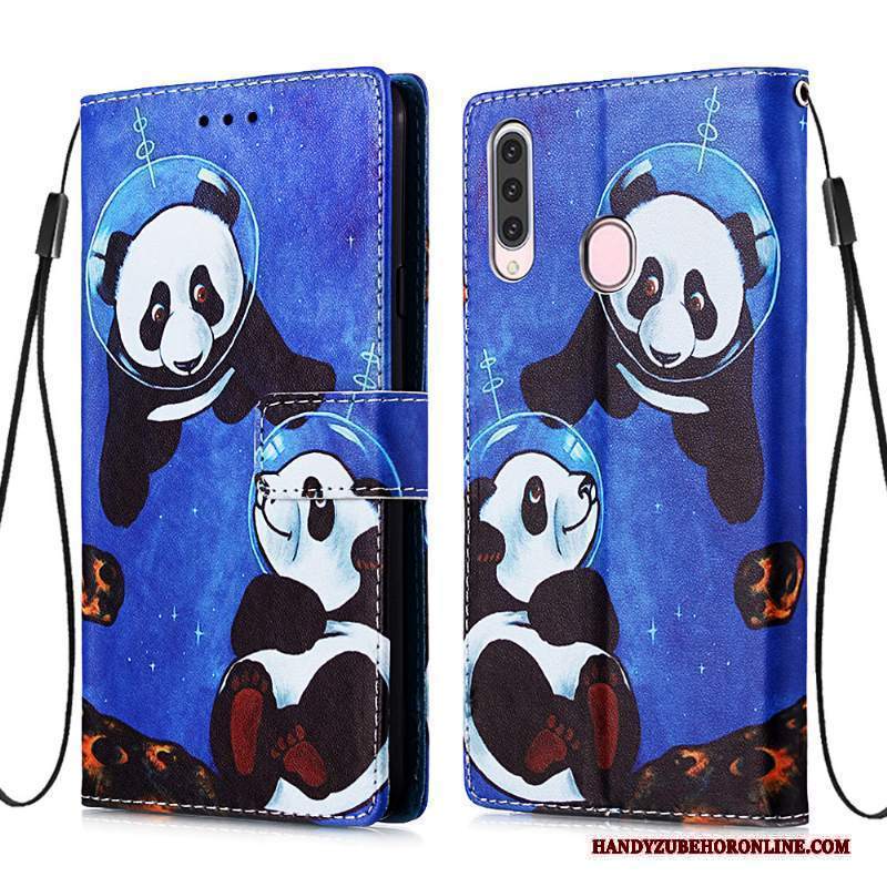 Custodia Samsung Galaxy A20s Pelle Carta Morbido, Cover Samsung Galaxy A20s Folio Blu Di Personalità