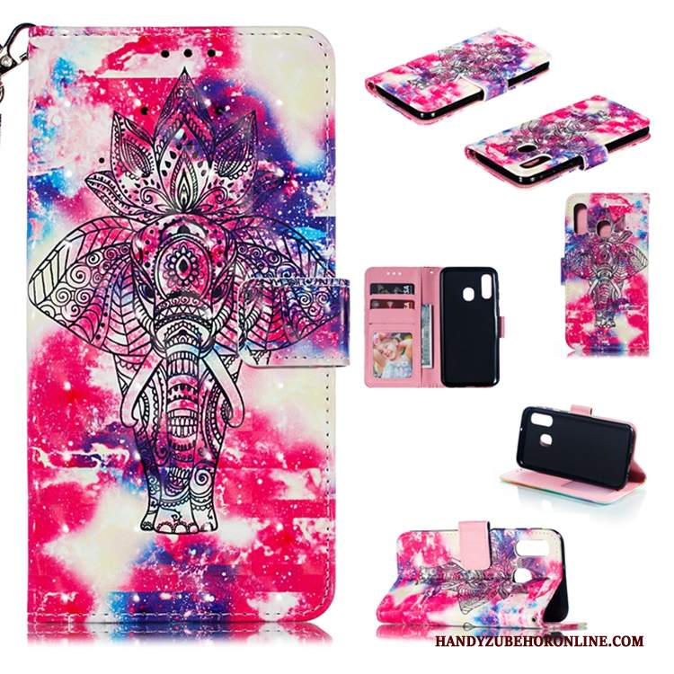 Custodia Samsung Galaxy A40 Folio Tutto Incluso Anti-caduta, Cover Samsung Galaxy A40 Pelle Biancotelefono