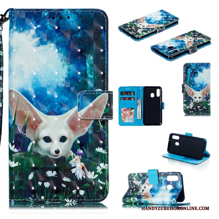 Custodia Samsung Galaxy A40 Folio Tutto Incluso Anti-caduta, Cover Samsung Galaxy A40 Pelle Biancotelefono