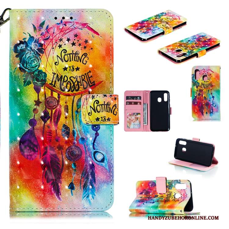Custodia Samsung Galaxy A40 Folio Tutto Incluso Anti-caduta, Cover Samsung Galaxy A40 Pelle Biancotelefono