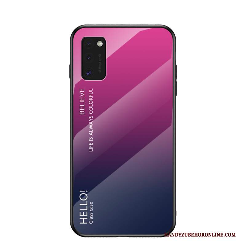 Custodia Samsung Galaxy A41 Moda Net Red Vetro, Cover Samsung Galaxy A41 Colore Nuovo Porpora