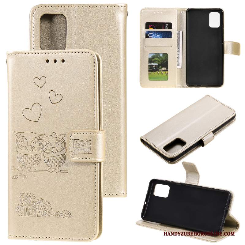Custodia Samsung Galaxy A41 Pelle Telefono Carta, Cover Samsung Galaxy A41 Protezione Oro Tutto Incluso