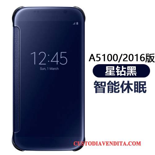 Custodia Samsung Galaxy A5 2016 Pelle Specchio Oro, Cover Samsung Galaxy A5 2016 Protezione Telefono