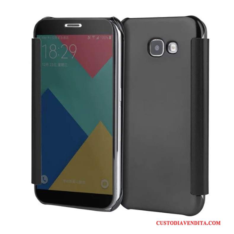 Custodia Samsung Galaxy A5 2017 Protezione Blu Specchio, Cover Samsung Galaxy A5 2017 Folio Telefono Placcatura
