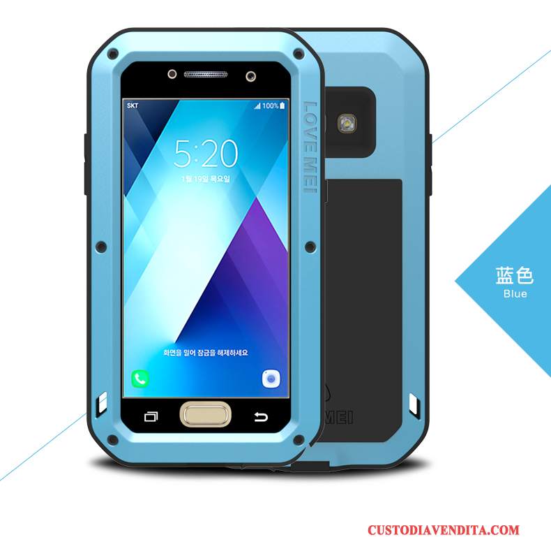Custodia Samsung Galaxy A5 2017 Silicone Tutto Incluso Metallo, Cover Samsung Galaxy A5 2017 Blu Anti-caduta